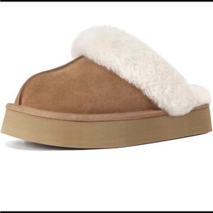 Women's Fuzzy Memory Foam Slippers Platform Winter House Shoes Size 9-10